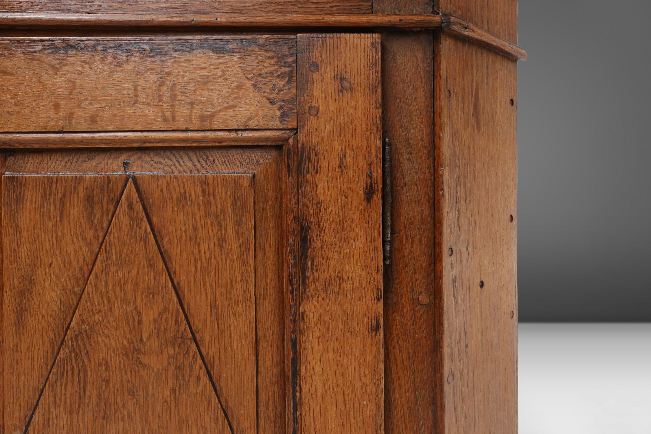 Early 18th Century Vitrine Cabinet in oak with original glass windows, Germanythumbnail
